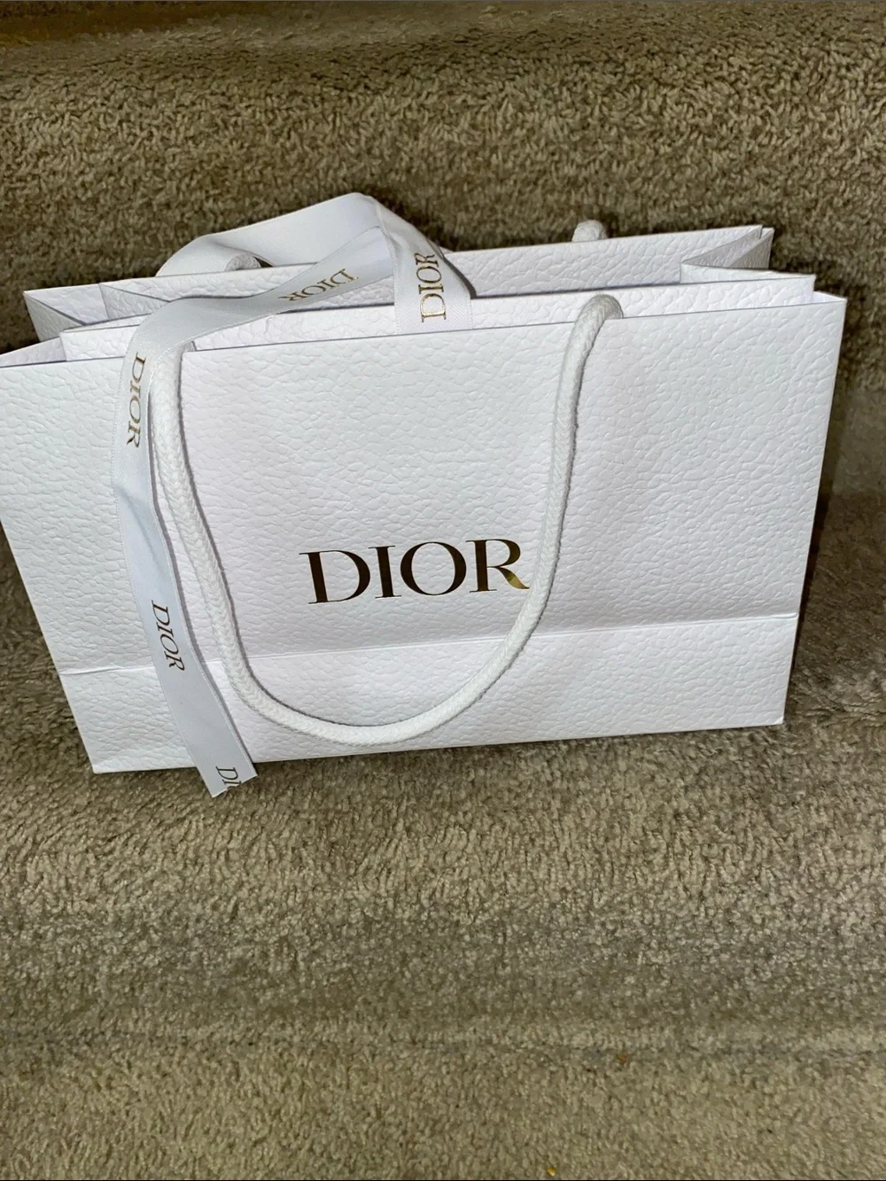 Dior White Gift Totes with Gold Logo